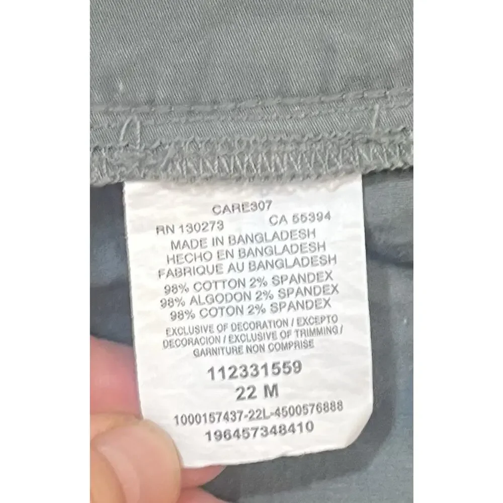 Lee Womens 22M Cargo Shorts Forest Green 98% Cotton Stretch Waist Plus EUC